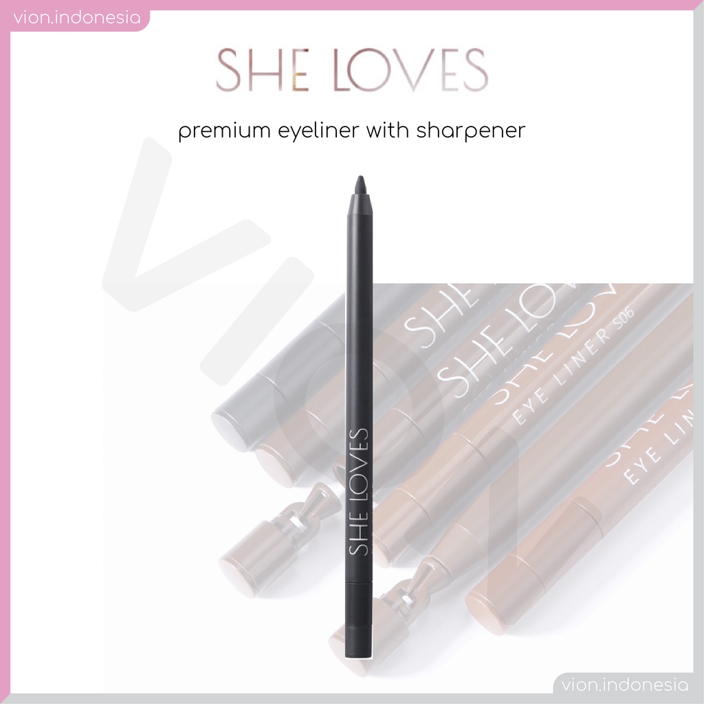 SHE LOVES Premium Eyeliner With Sharpener 9 Colors Selection Waterproof Pensil Alis Mata Original Sheloves TB-054 SL009