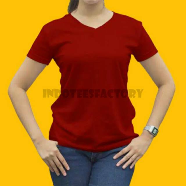 20s Kaos Polos Vneck Wanita / TSHIRT Cewek V NECK, Combed Murah Grosir