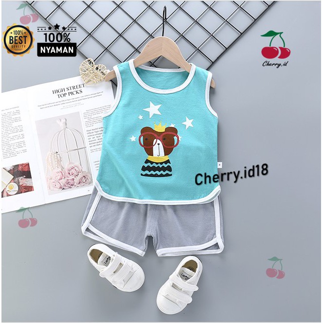 Cherry COD Setelan Anak Tanpa Lengan / Pakaian Anak / Pakaian Bayi Oblong - STL15