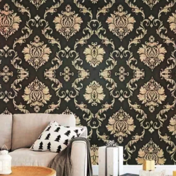 Wallpaper Dinding Batik Gold Dasar Hitam