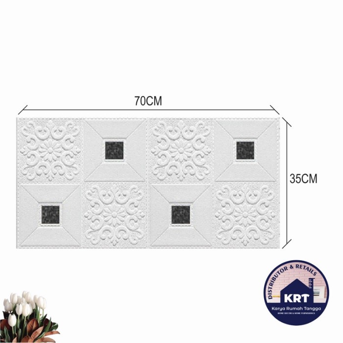Murah Hemat Paket 10 Lembar Wallpaper Dinding 3D Foam Stiker Dinding Plafon Waterproof Kedap Suara-10 PCS KRISTL HITAM