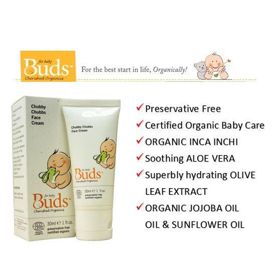 Buds Chubby Chubbs Baby Face Cream 30ml - Krim Wajah Bayi Organik