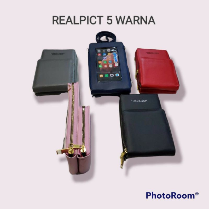 HPO Tas SLempang touchscreen 2resleting Transparan Tas buat hp dan kartu