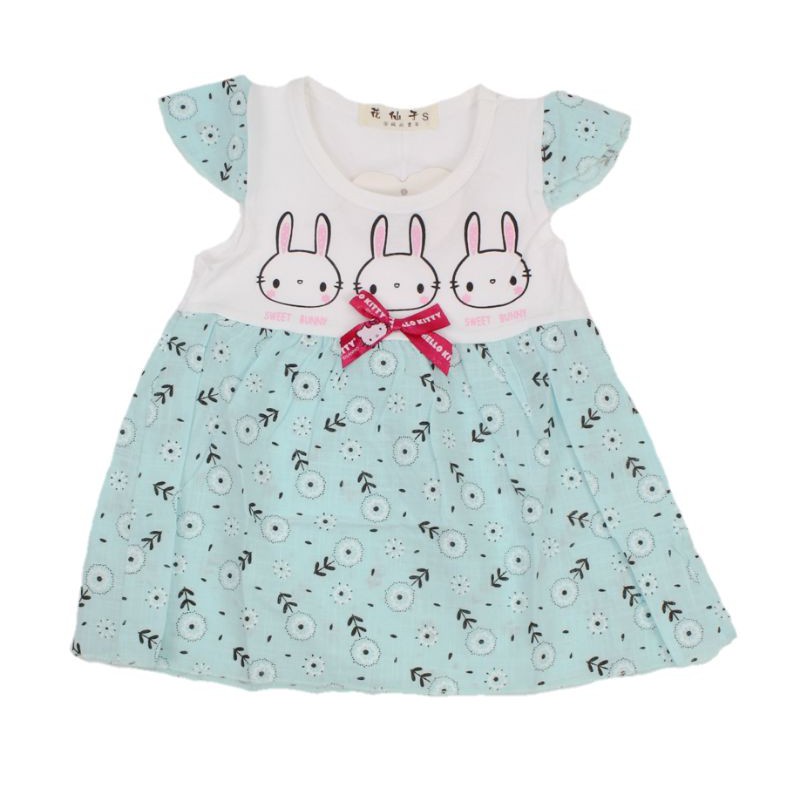 DRESS FASHION BAJU ANAK PEREMPUAN MOTIF RABBIT 1-2 TAHUN NEW