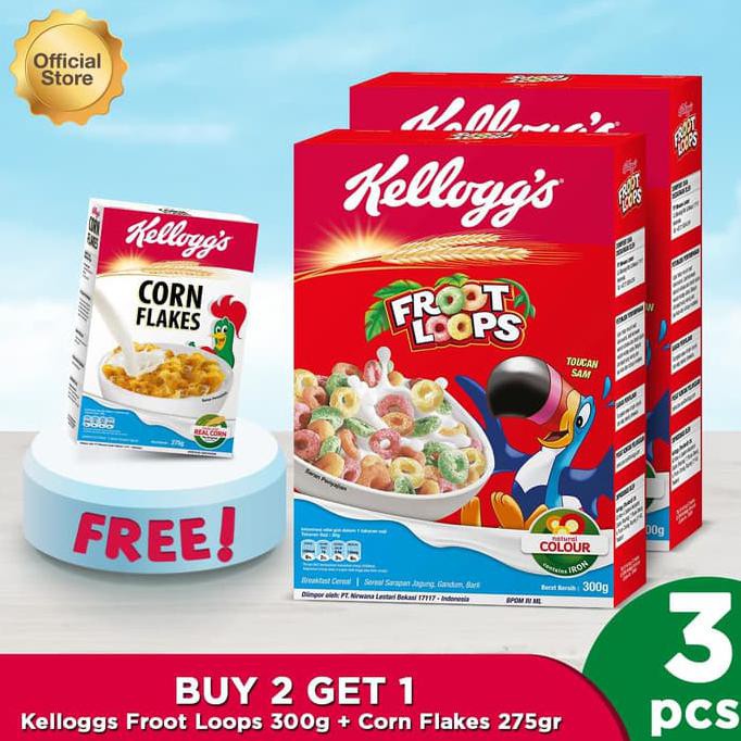 

TERLARIS! Kellogg's Froot Loops 300g (2pcs) + Free Corn Flakes 275gr
