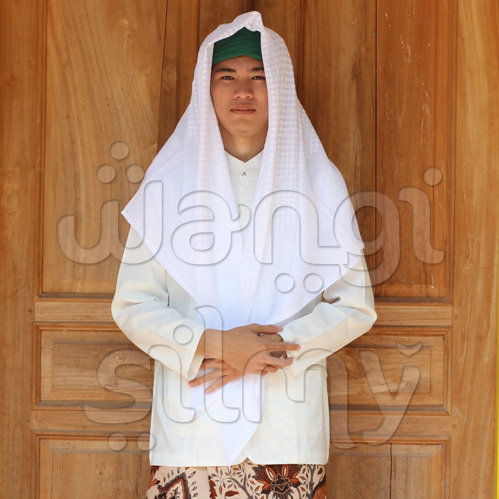 Sorban Segi 4 Putih Polos Rumbay - Sorban Kashmiri Segi 4 Polos