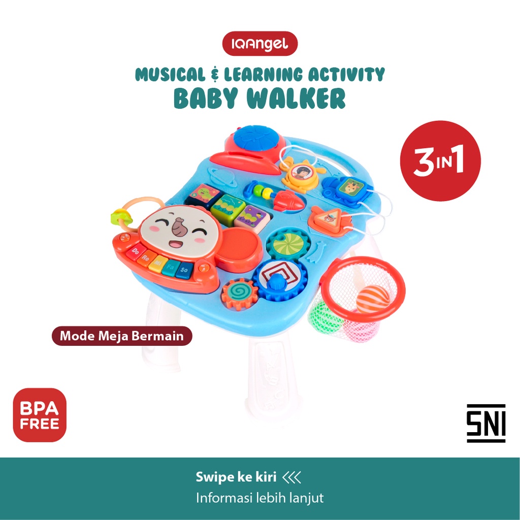 IQANGEL 3IN1 MUSICAL &amp; LEARNING ACTIVITY BABY WALKER / IQHY1018