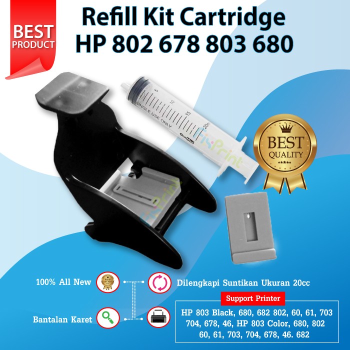 Refill Kit Tinta Cartridge HP GT51 GT52 682 680 Printer 315 415 2336 FPTS426