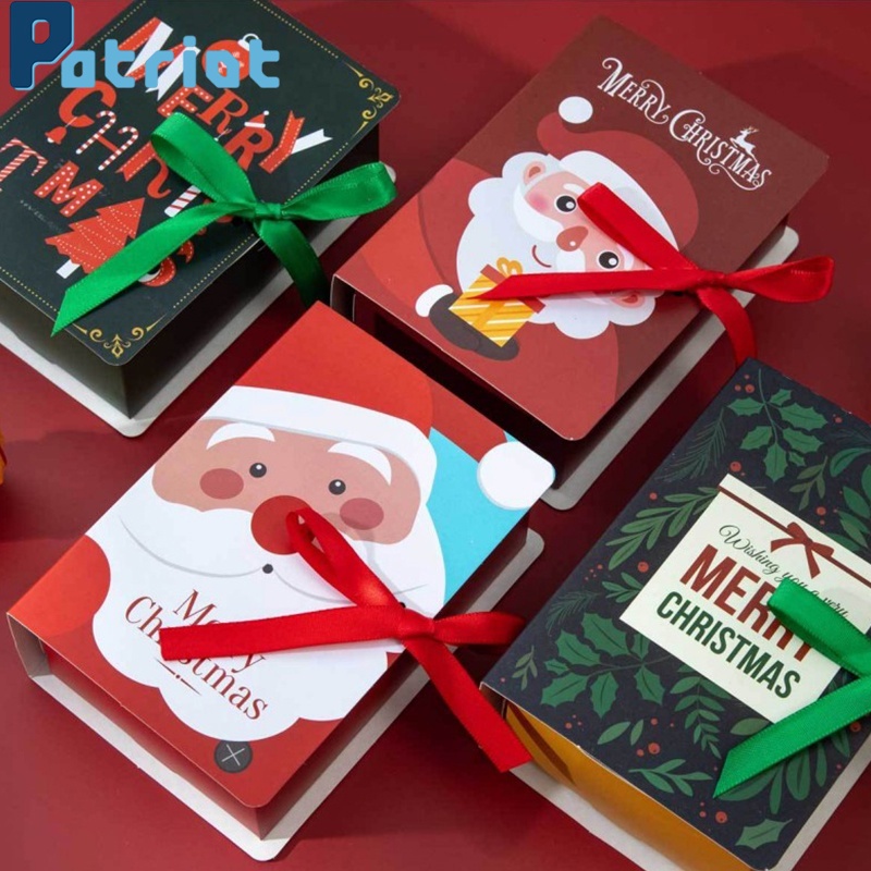 Kotak Permen / Biskuit / Cokelat Bahan Kertas Motif Santa Claus Untuk Perlengkapan Pesta Natal