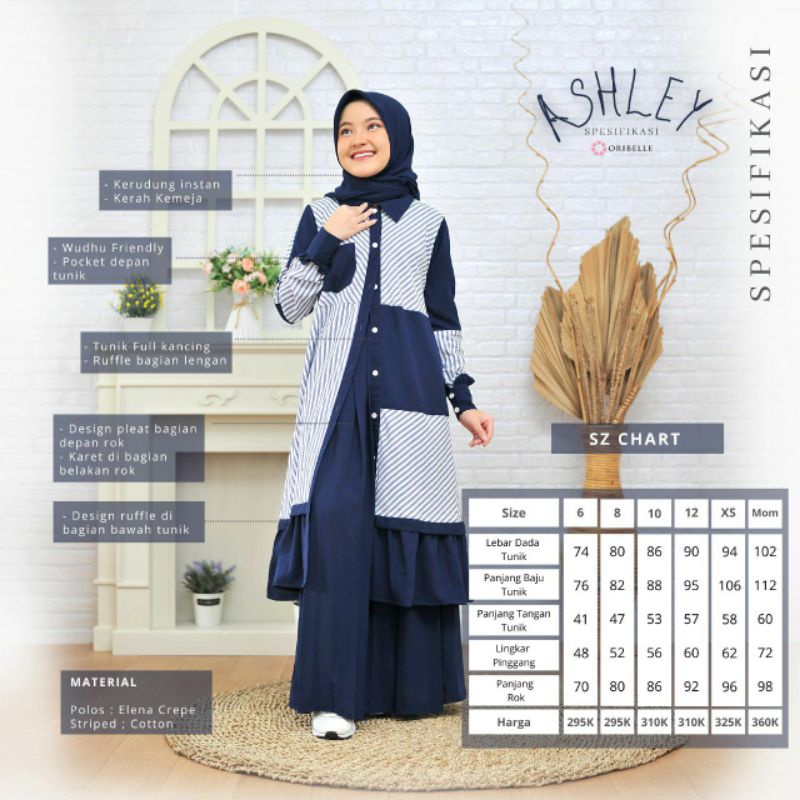 GAMIS ORIBELLE ASHLEY SET || YELLOW || NAVY || PURPLE || MINT || PINK