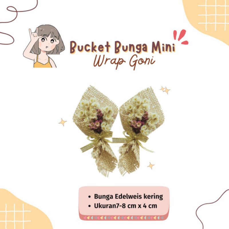 bunga edelweis/Bunga kering/Decorasi estetik/Bunga wrap goni/Souvenir kekinian/Bunga mini estetik/Bu