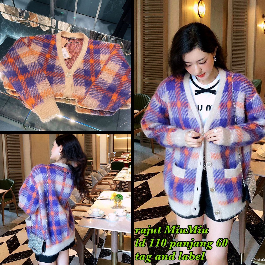 Cardigan Sweater Miu Miu Rajut Import Premium