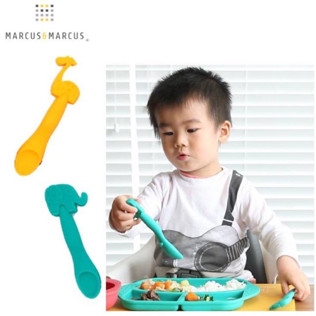 Marcus &amp; marcus silicone feeding spoon - sendok makan bayi | sendok silikon