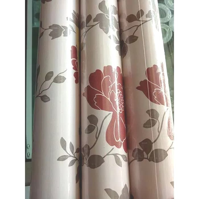 Wallpaper Dinding Motif Bunga Mawar Merah Dasar Pink Ukuran Panjang 10Meter x Lebar 45CM