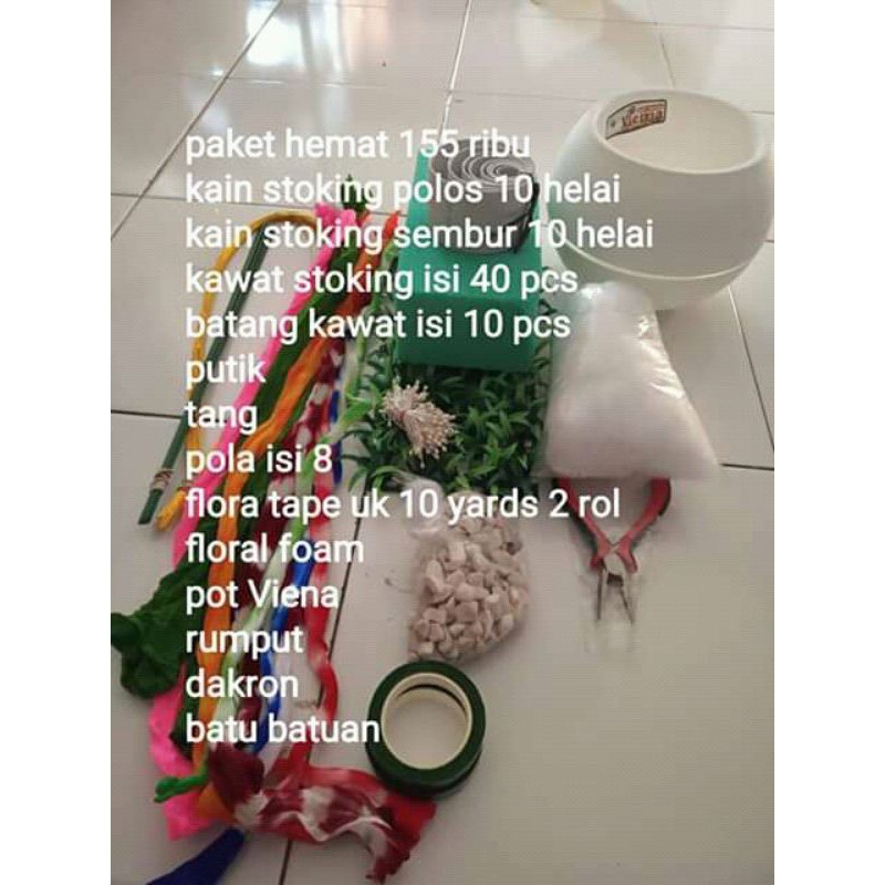 Grosir Paket Pemula Jumbo Bunga stoking Murah Isi Super Banyak/kain stoking bahan bunga.stocking / paket pemula bunga stoking murah / paket pemula bung stocking