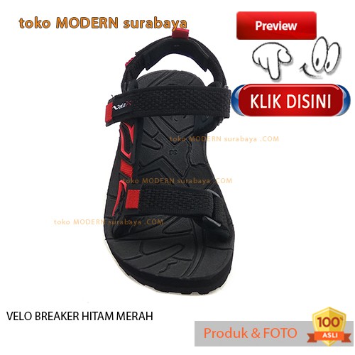 VELO BREAKER HITAM MERAH sendal pria gunung outdoor flip flop