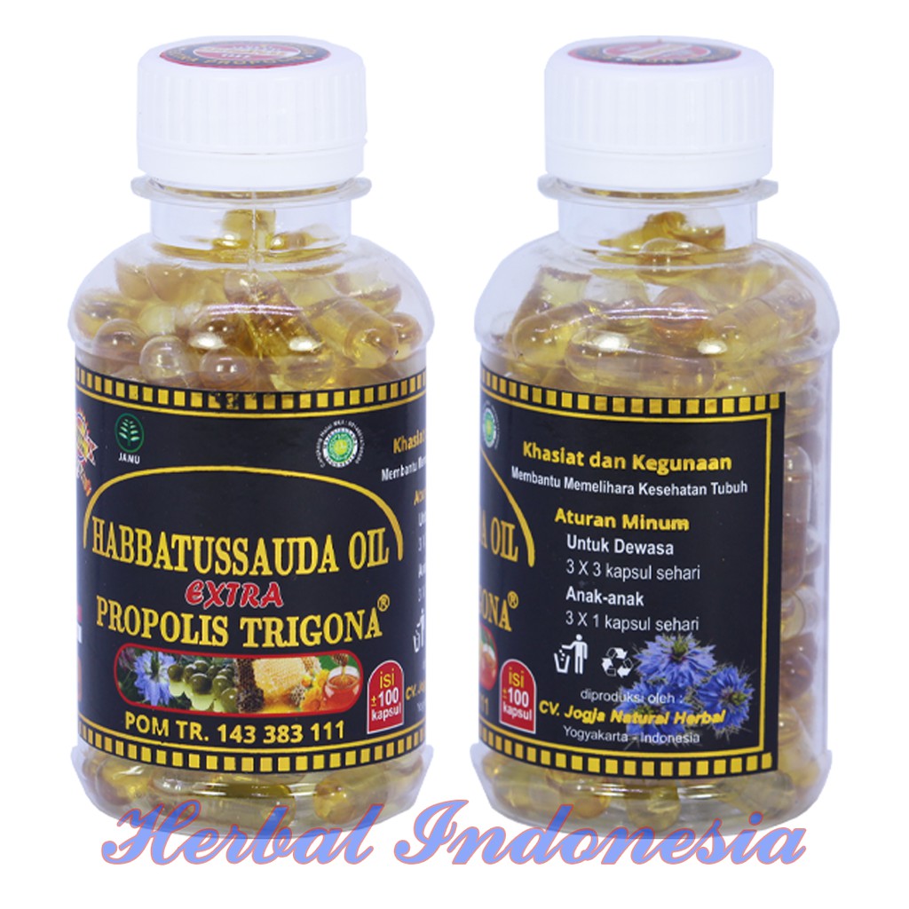 Habbatussauda Oil Extra Propolis Trigona | Habbatusauda  ijin BPOM Isi 100 kapsul lebih bagus dr UMS