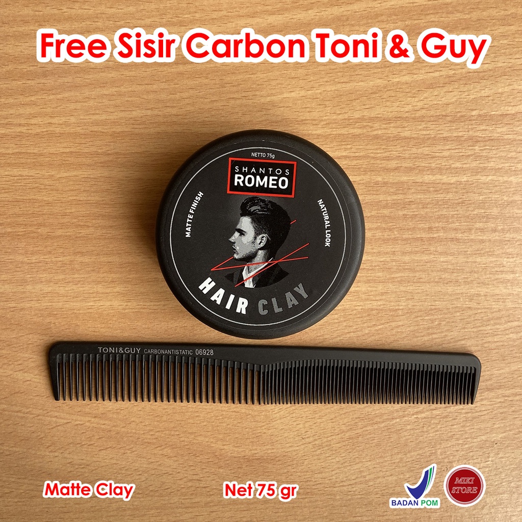 Shantos Romeo Hair Clay Pomade 75gr BPOM Free Sisir