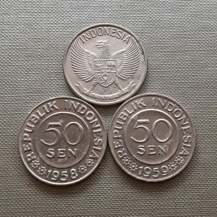 Uang koin kuno 50 sen Garuda Pancasila