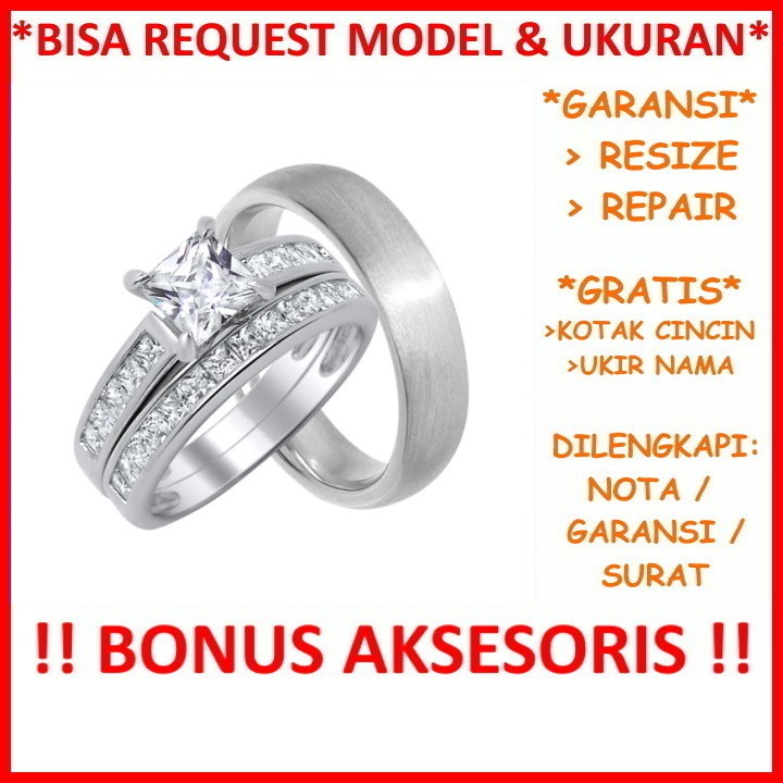 Gratis Ukir Nama Garansi Silver Asli Bisa Pesan Model Cincin Kawin Couple Perak Tunangan Nikah Id562