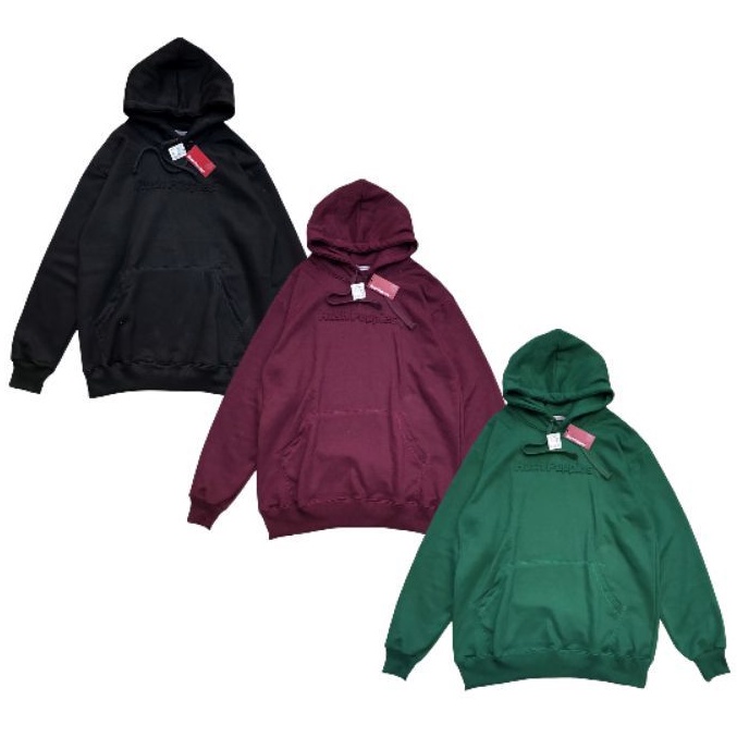 JAKET HOODIE PRIA HUSH PUPPIES EMBOS HITAM MAROON HIJAU