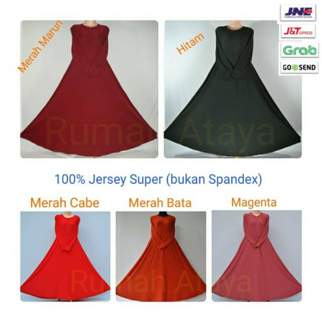 Gamis jersey polos, bahan Jersey super