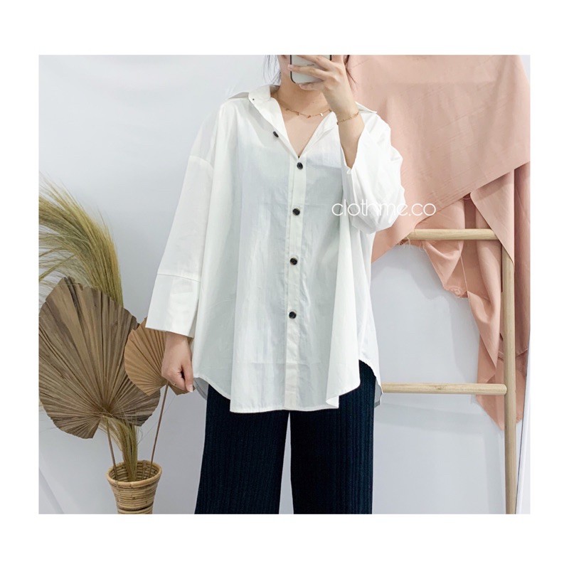 Leona Oversize Shirt - Clothme.co / Atasan Wanita - Kemeja Wanita - Blouse Wanita