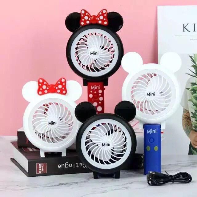 K1 Kipas Angin Mini / Genggam Lipat Mickey Mouse Portable LED