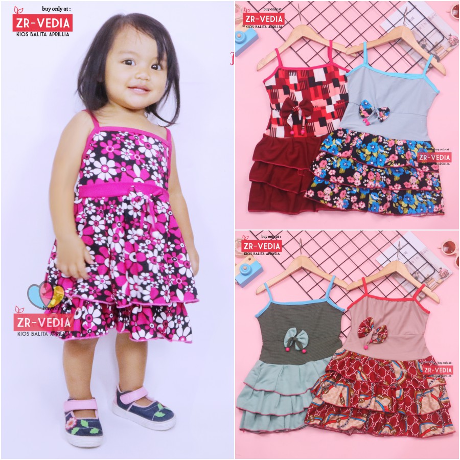 Dress Valerie uk 1-2 Tahun / Baju Anak Perempuan Murah Anak Dress Import Tank Adem Gaun Pesta