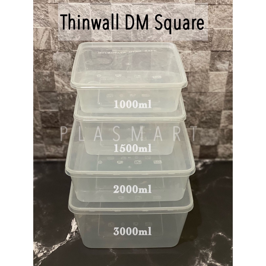 ECER Thinwall DM Square Kotak 1000ml 1500ml 2000ml 3000ml