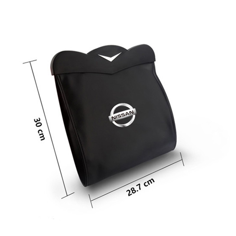 Car Organizer Seat Back Storage Bag Auto Leather Pocket Holder Car Trash Bin Garbage For Nissan Almera Grand Livina Sentra Navara Frontier Latio X-Trail Serena NV200 NV350