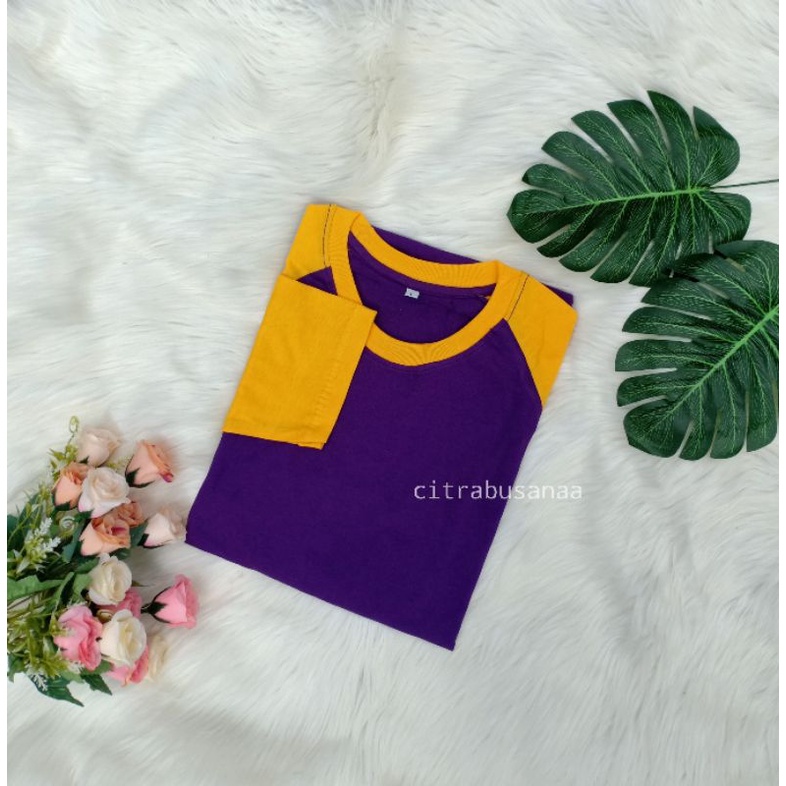 KAOS RAGLAN UNGU TUA - KUNING KUNYIT