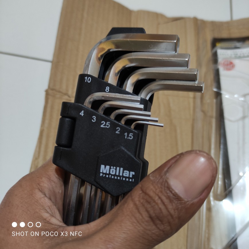 Kunci L Set Panjang 9 Pcs Mollar - Ball End Extra Long Hex Key