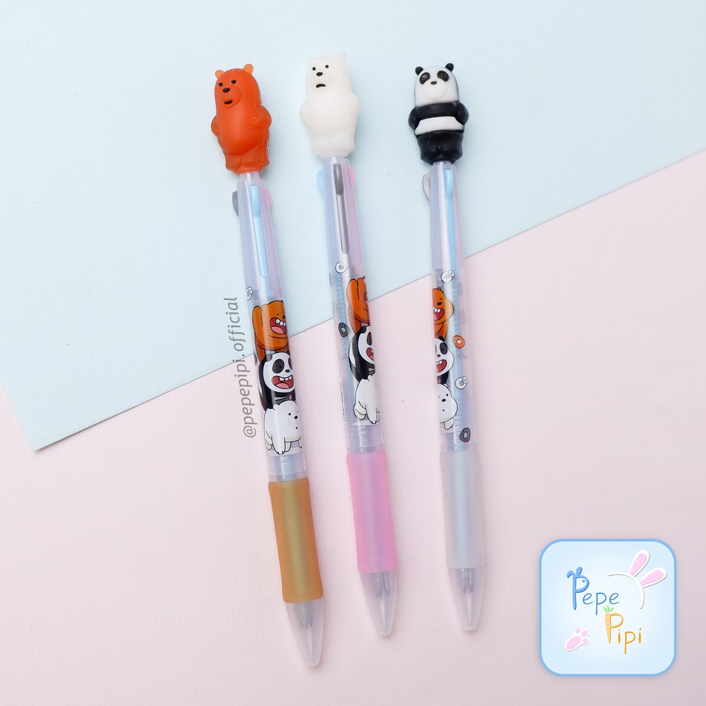 Pena 3 Warna WBB We Bare Bear Pulpen Beruang Pena Pen Bolpen Bolpoint Gelpen Grizzly Panda Ice Bear