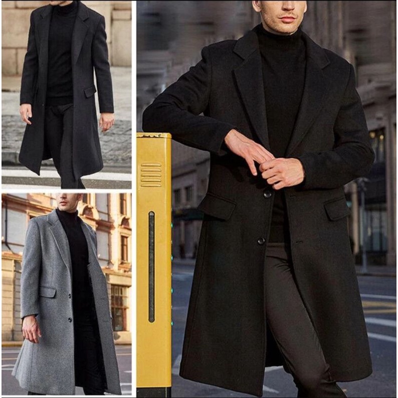 jas blazer jubah panjang pria long Coat mantel musim dingin jaket panjang pria terbaru