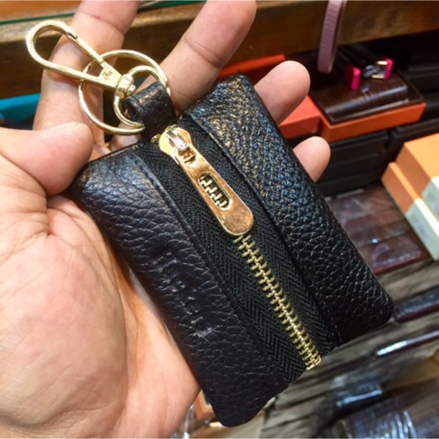 Dompet gantungan kunci kendaraan bahan kulit model sleting tengah #dompet #dompetkunci #tempatkunci #gantungankunci