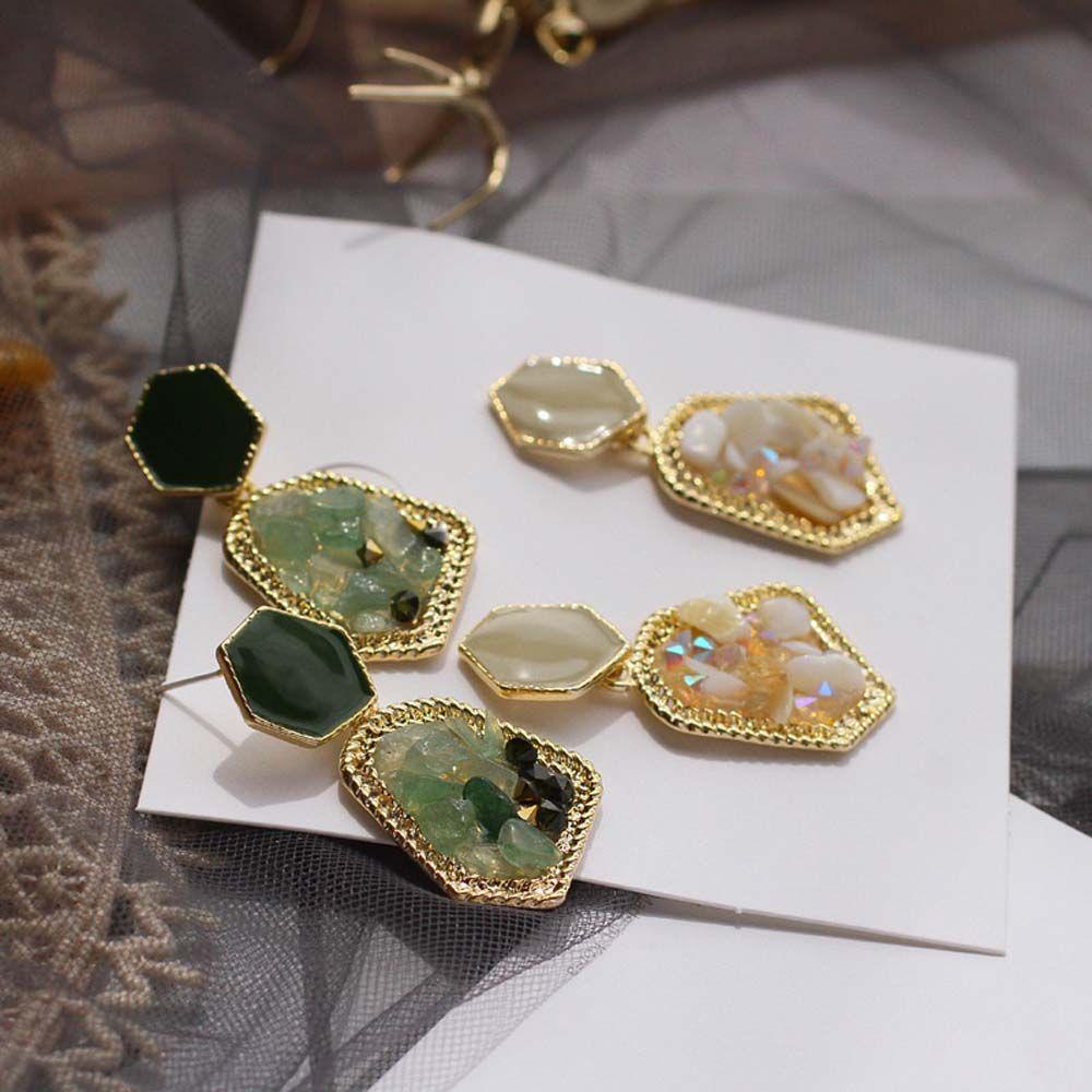 NEEDWAY Anting Stud Mewah Fashion Temperamen Aksesoris Hadiah Untuk Wanita Berlian Imitasi Kristal Menjuntai Earring