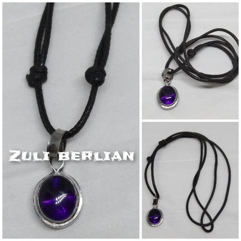 Kalung liontin kecubung ungu kristal