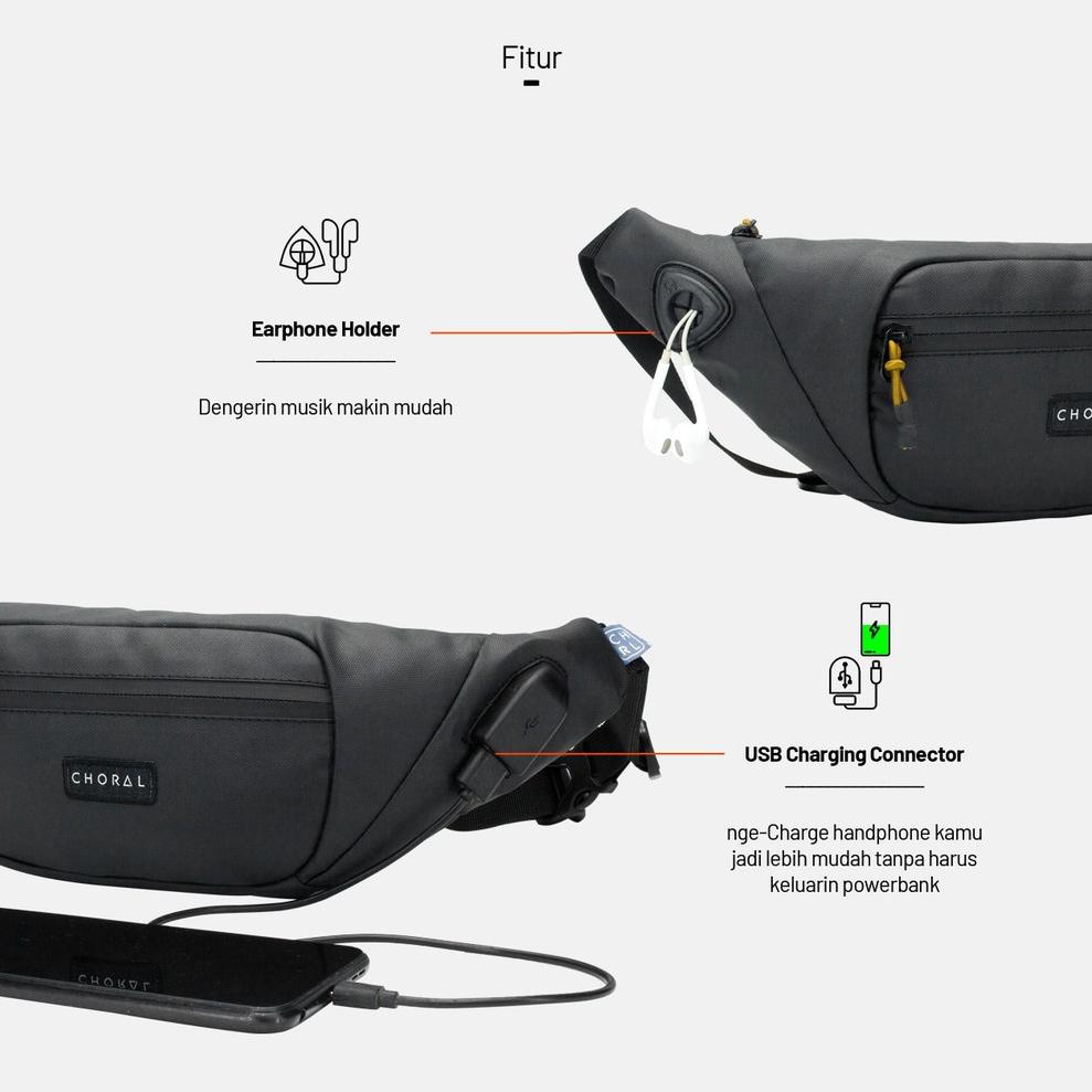 CHORAL waistbag Rex 2.0 | Tas Pinggang pria ORIGINAL | waistbag WATER RESISTANT | TAS PINGGANG olahr