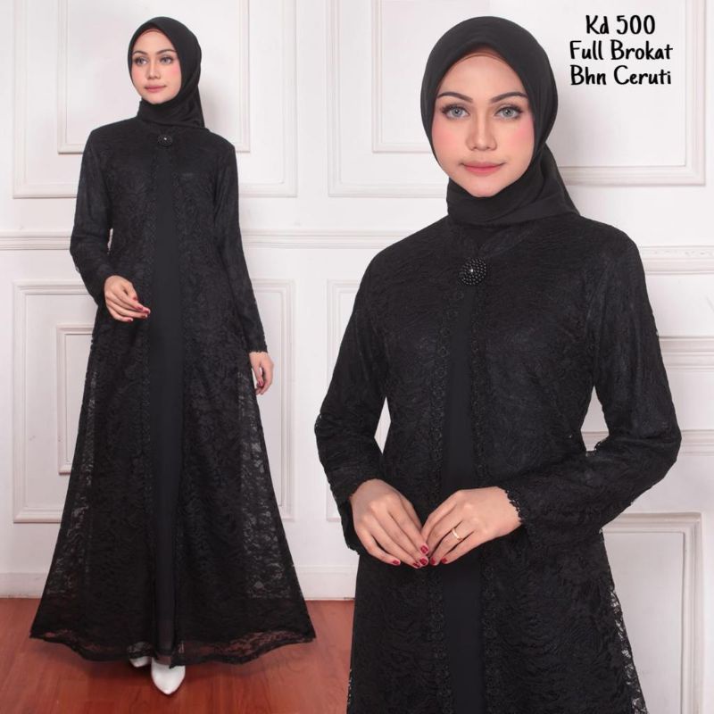 Gamis Hitam Natalie Full Brokat KD 500