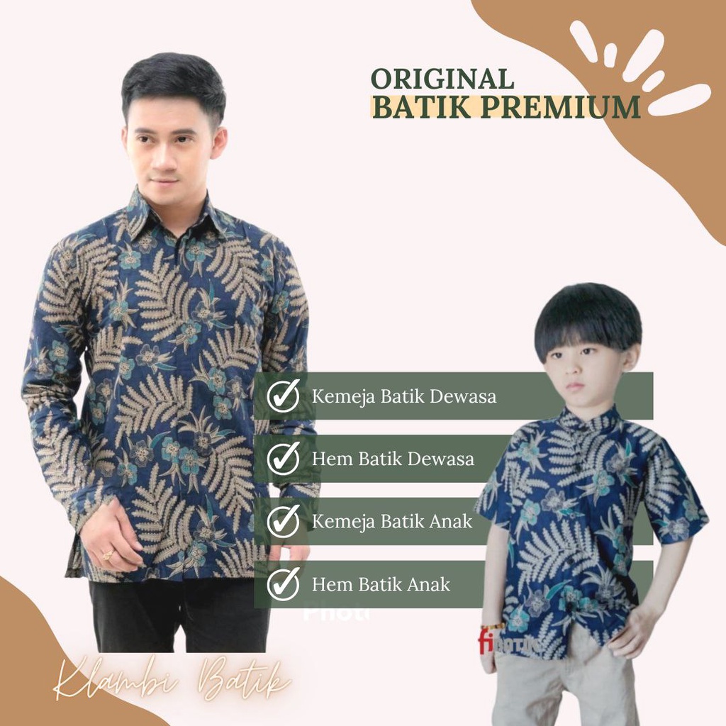 Kemeja Batik Pria Lengan Panjang Dan Pendek Couple Batik Ayah Anak Usia 3-13 Tahun