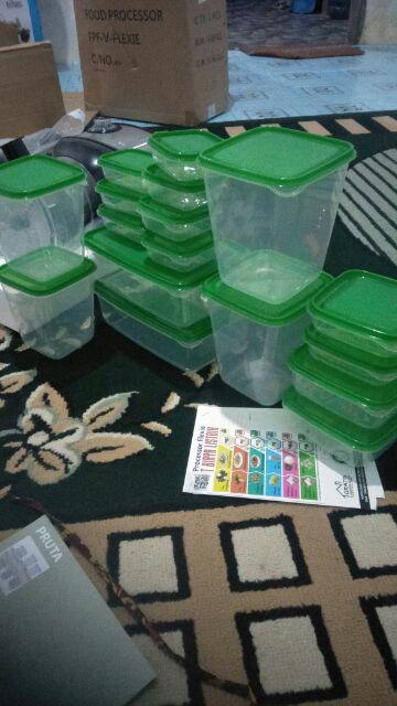 1.tempat Makanan,kotak Makan Murah Set 17 Pcs Hijau,lunch Box .