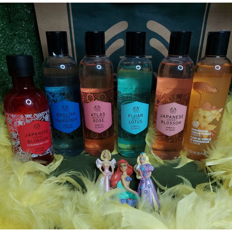 The body shop shower gel 250ml voyage japanese cherry / english gardenia / atlas rose / fijian lotus