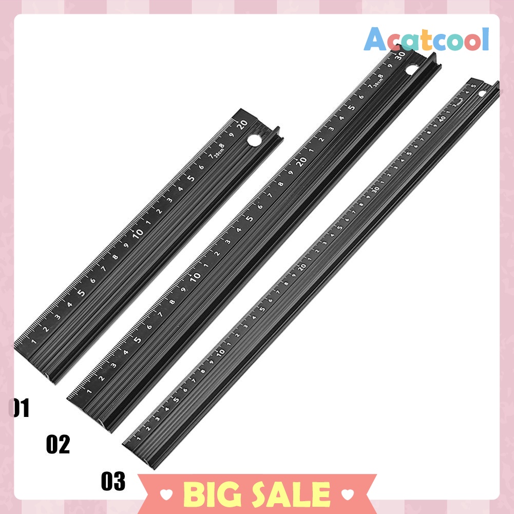 Multi-function Aluminum Alloy Hand Protective Ruler Non-slip Straight Ruler