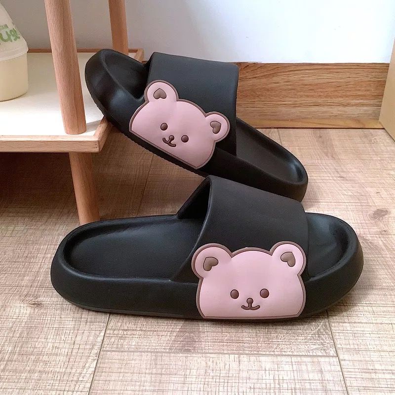 Sandal Slop SP10 Sandal slip on Motif Bear Brown tebal Empuk Lucu sandal wanita / Sandal Selop Jelly OUTDOOR BERUANG /Sandal  Import 876 - 3