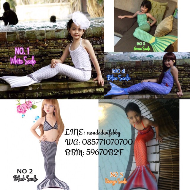 Motif Scales Kostum Duyung/ Mermaid Anak 2-13th