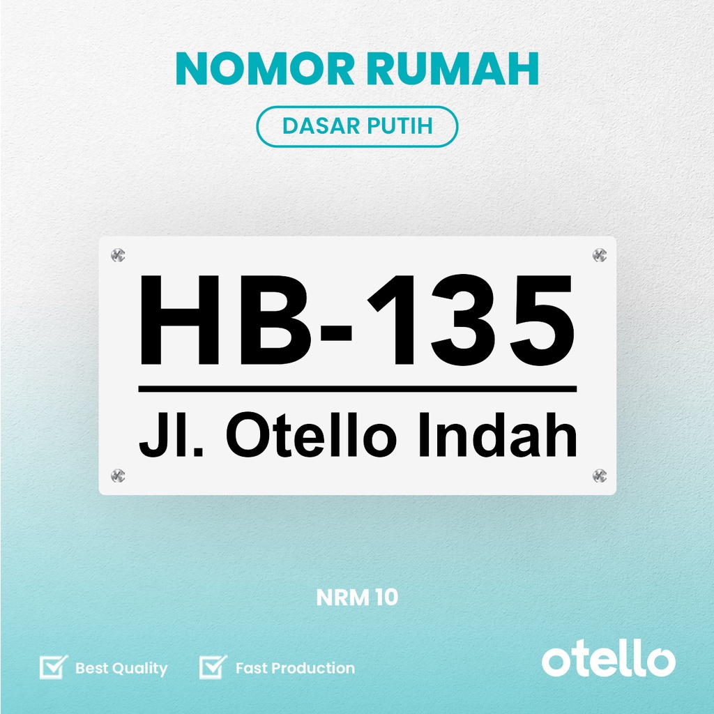 Nomor Rumah Acrylic Minimalist Papan Alamat Aklirik Custom Modern Otello NRM 10