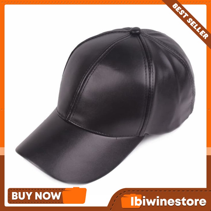 Bh218 Jual Topi Baseball Polos Hitam Krem Kulit Import Pria Wanita Topi Kulit Original Fashion Pria