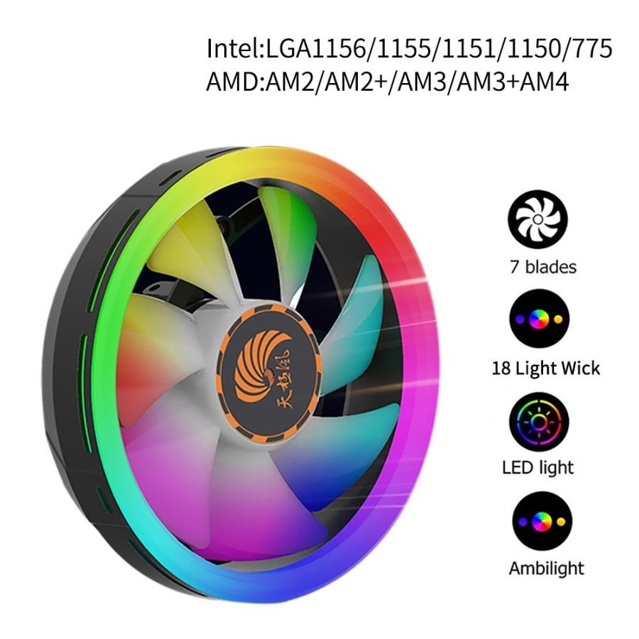 Fan Processor Intel AMD Lampu RGB Cooler