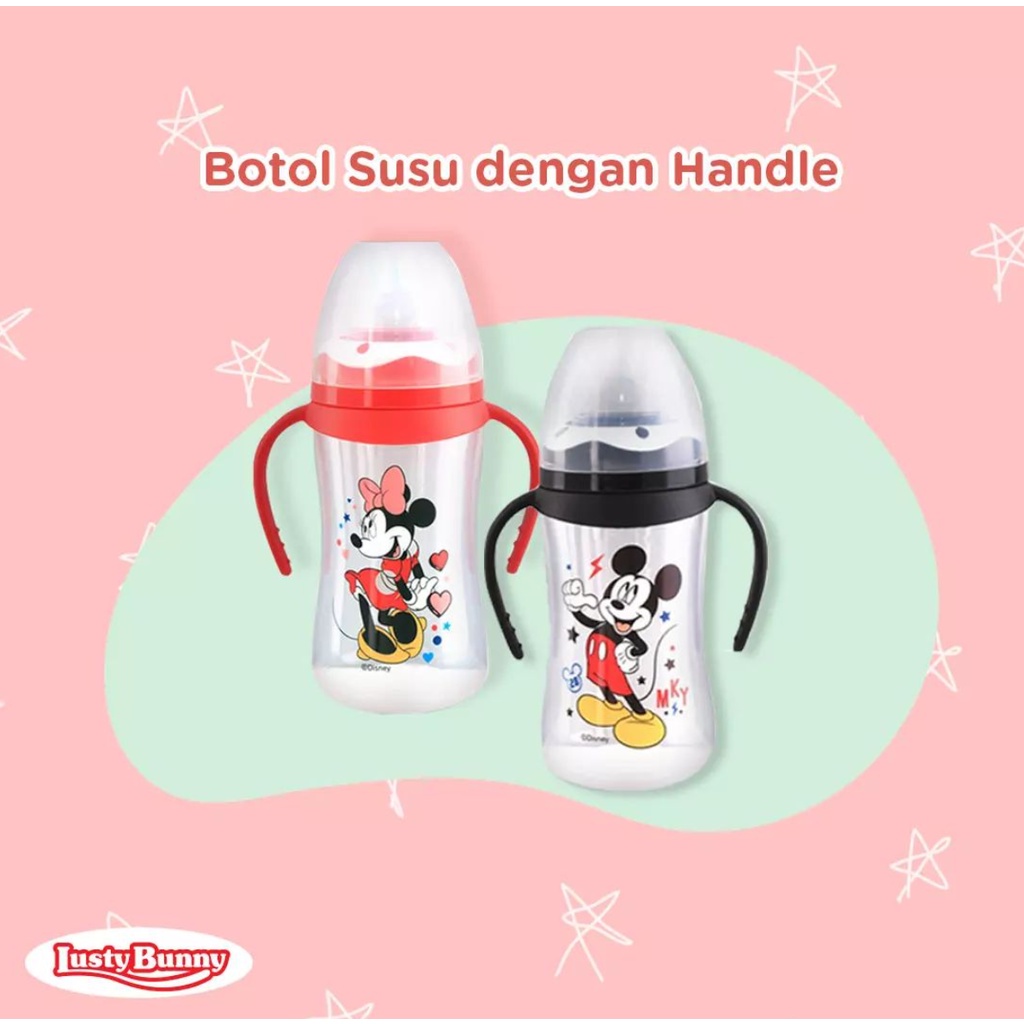 LUSTY BUNNY Botol Susu Bayi Training Cup 125 ml &amp; 250 ml - MILK ROUND BOTTLE REGULAR &amp; HANDLE - Regular mickey minnie DMM-2111 DMM-2121 DMM-2021 DMM-2011